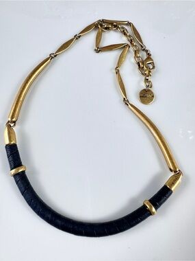 Stella & Dot  Gold and Black Curved Bar Necklace